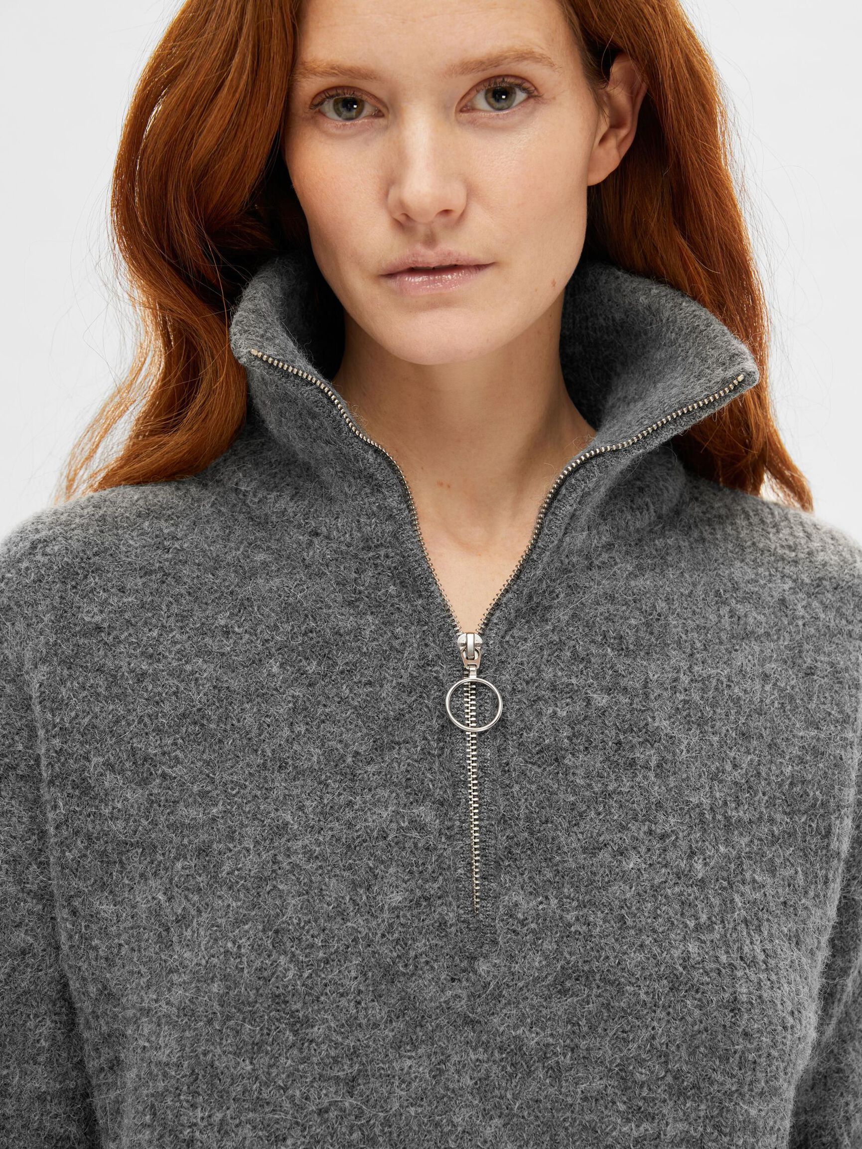HALVE RITS WOLMIX TRUI, Medium Grey Melange, highres