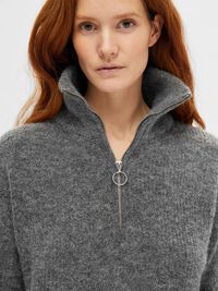 HALVE RITS WOLMIX TRUI, Medium Grey Melange, highres