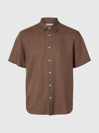 REGULAR FIT LINEN-BLEND SHIRT, Chocolate Chip, highres