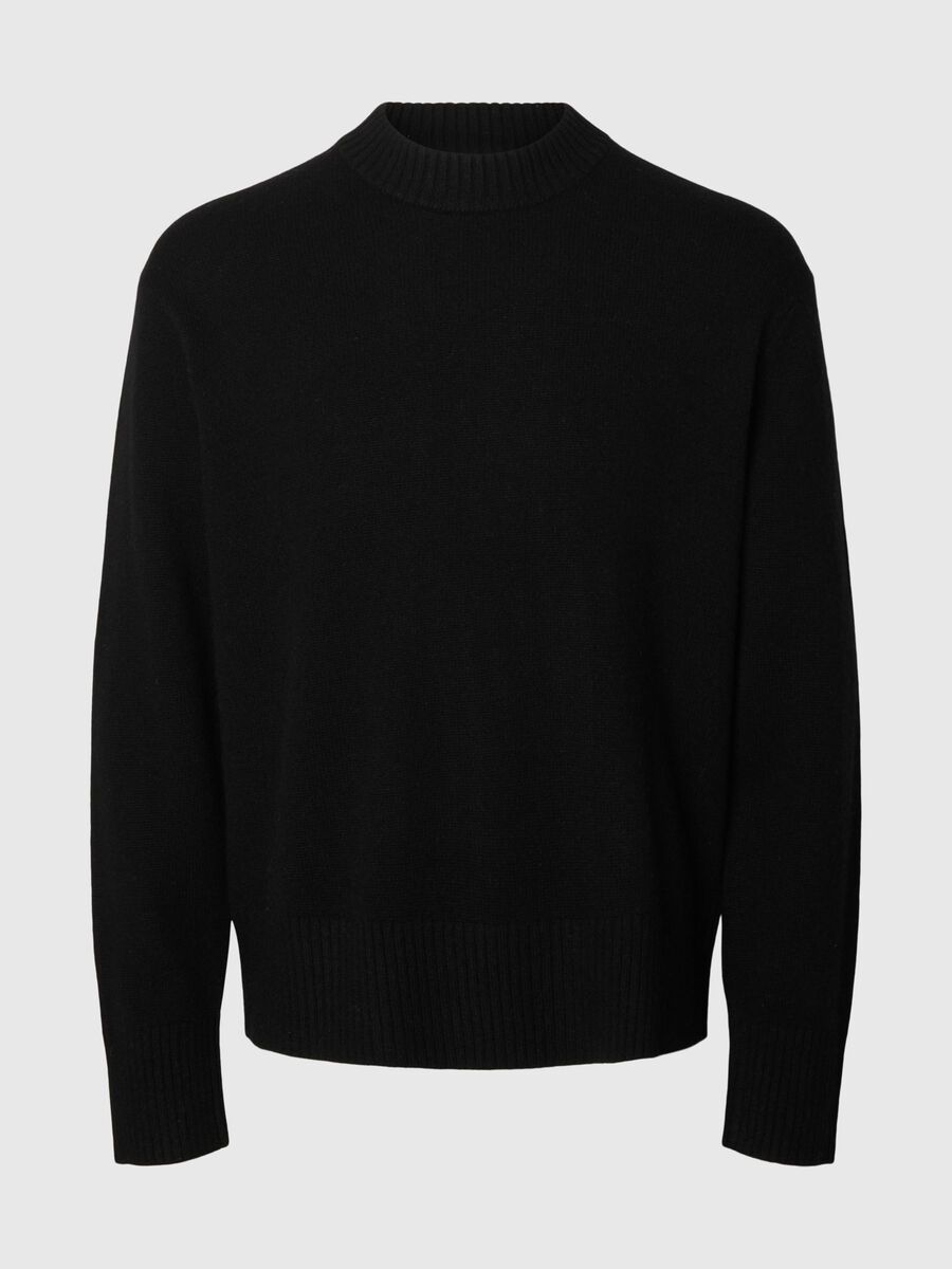 Product tile image - CASHMERE BLEND KNITTED PULLOVER, Black | 16098345_Black