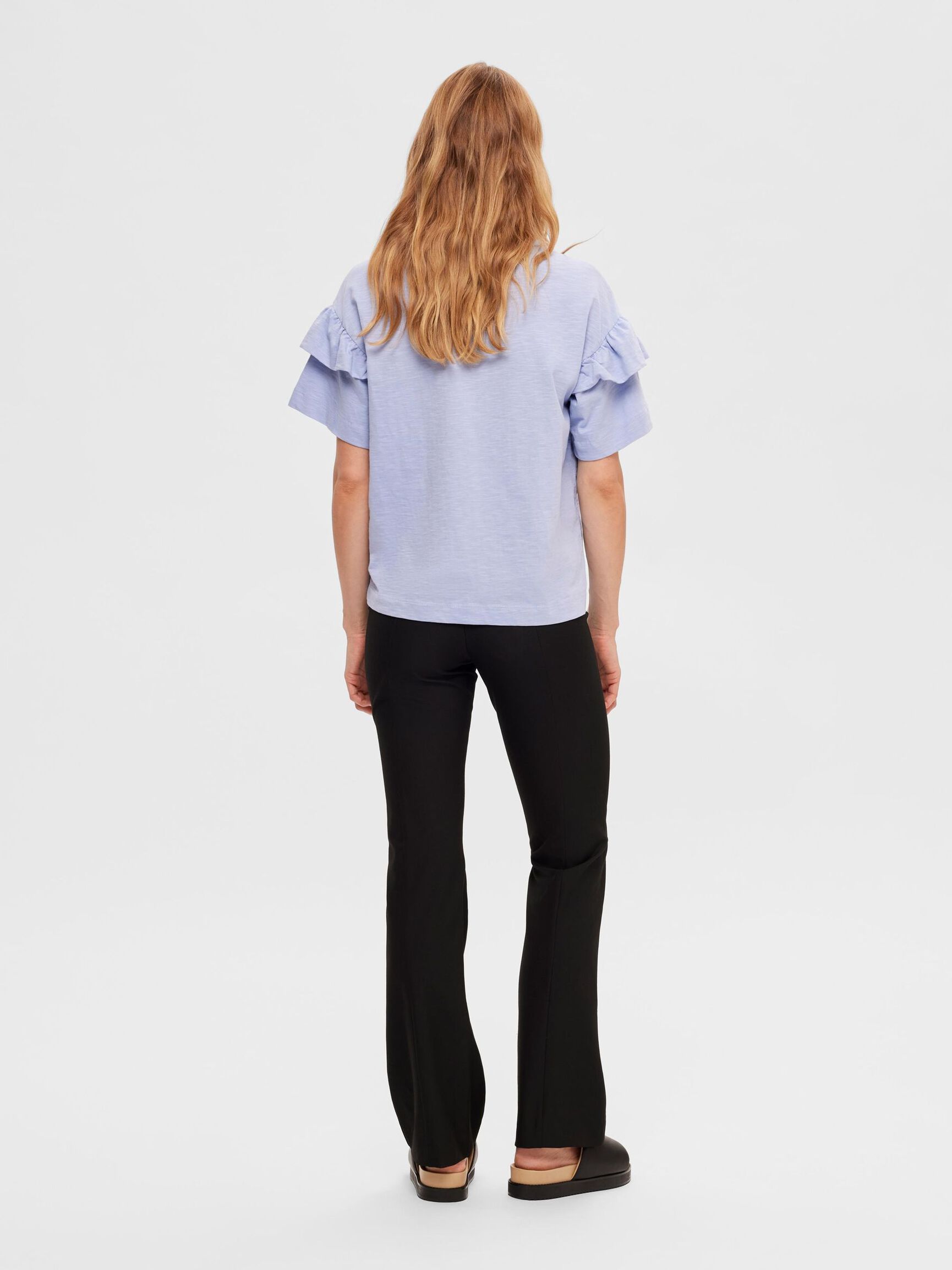 PINTUCK FLARED TROUSERS, Black, highres