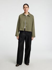 LONG SLEEVED SHORT JACKET, Vetiver, highres