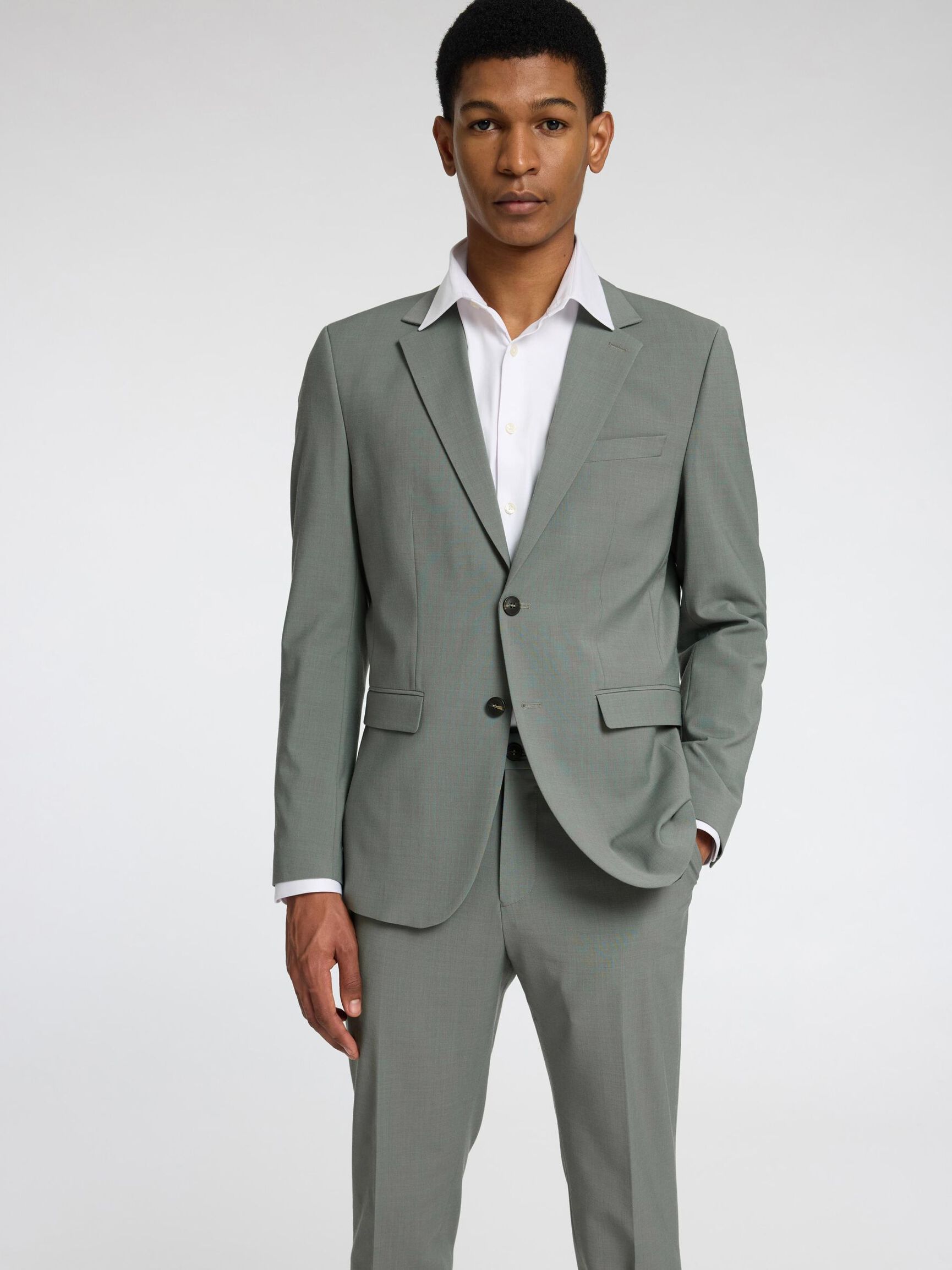 BOUTONNAGE SIMPLE BLAZER AJUSTÉ, Iceberg Green, highres