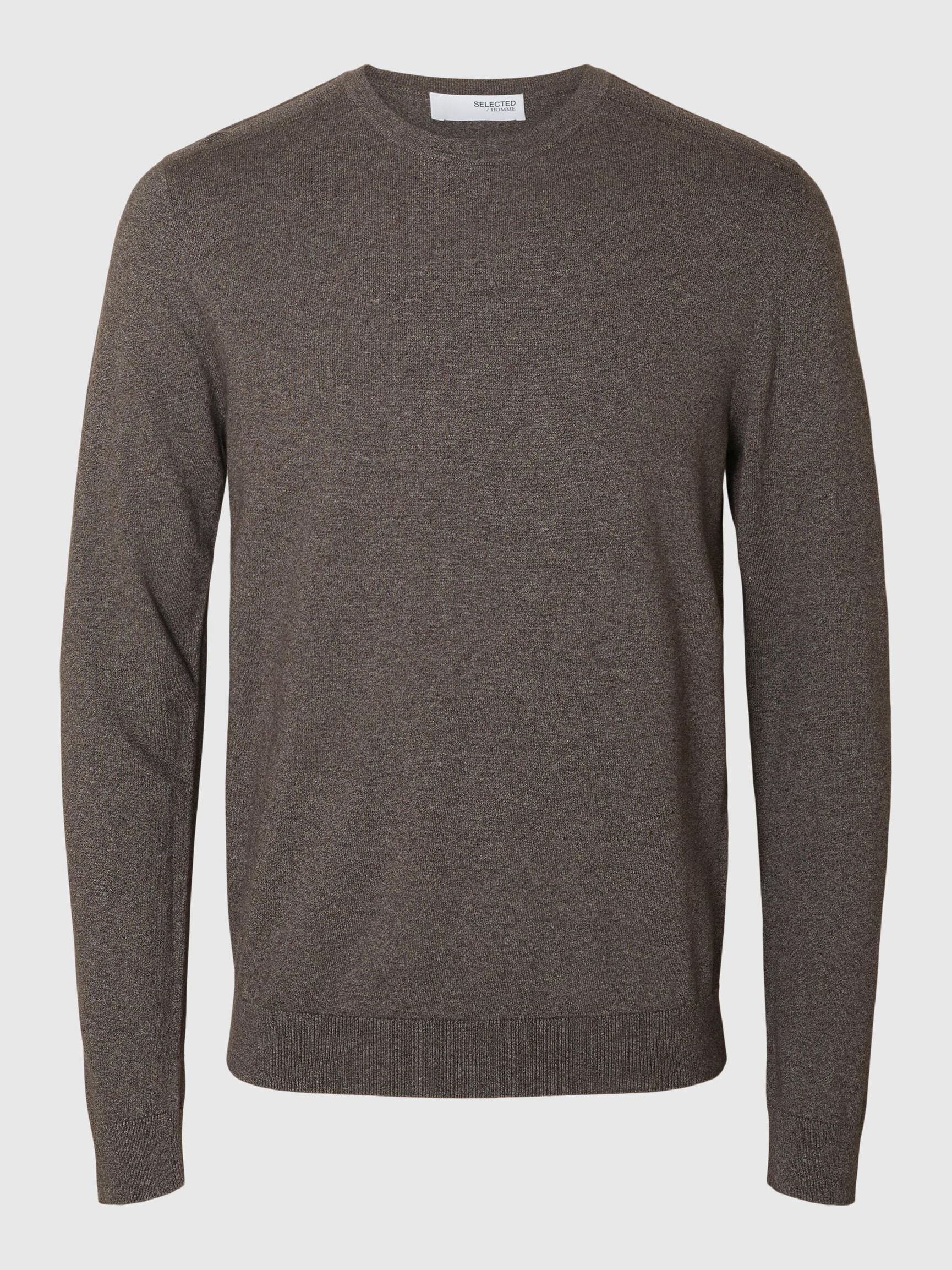 LONG-SLEEVED KNITTED JUMPER, Morel, highres