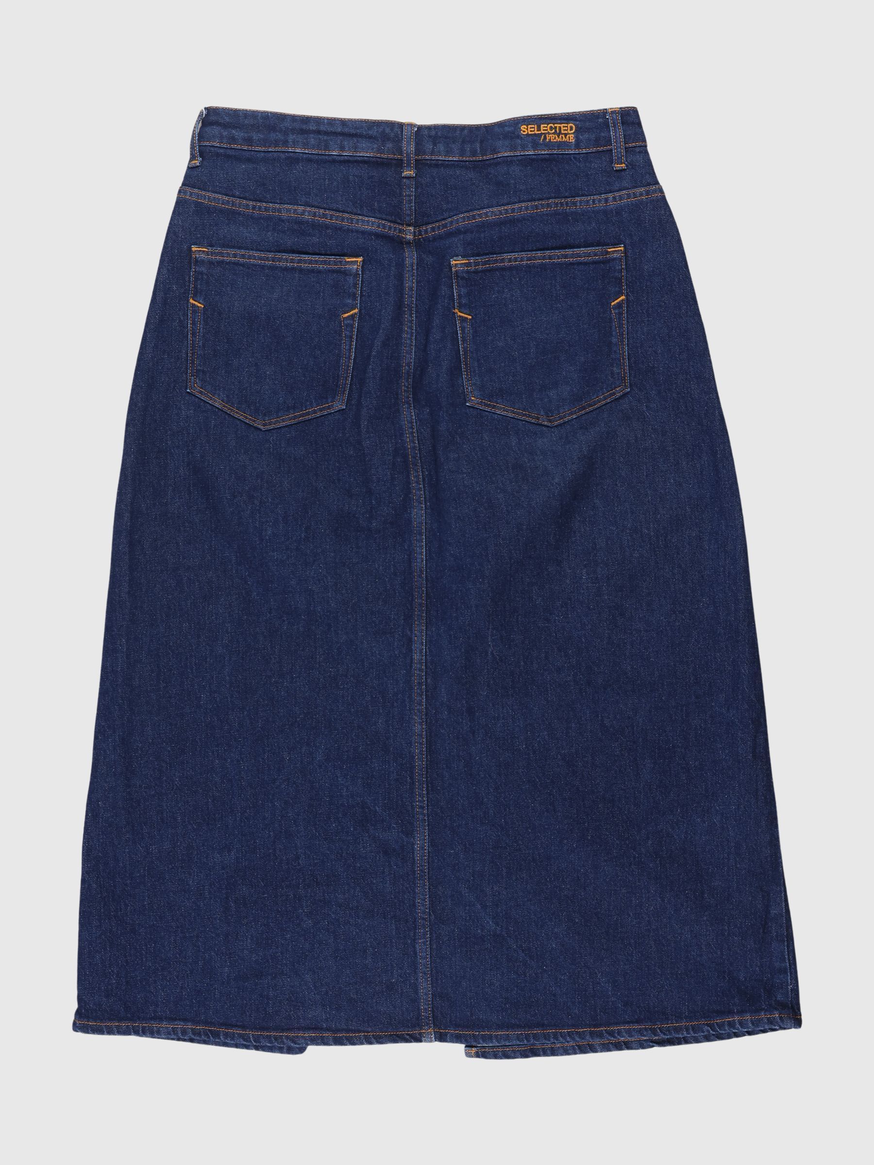 DENIM MIDI SKIRT, Dark Blue Denim, highres
