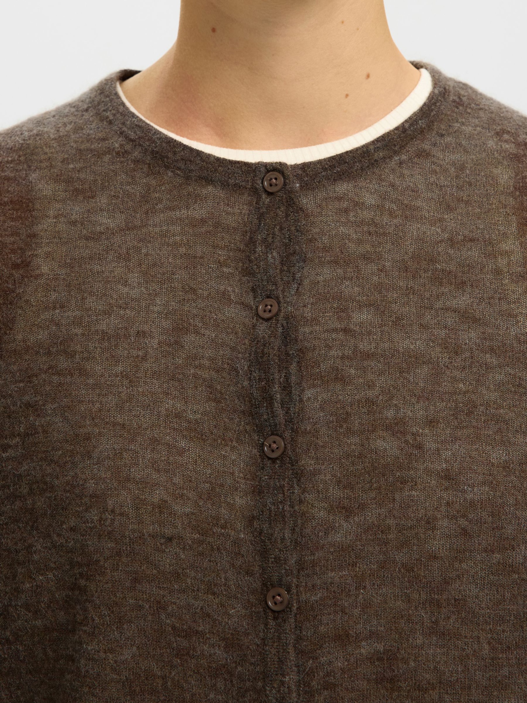 LANGARM STRICKJACKE, Chocolate Chip, highres