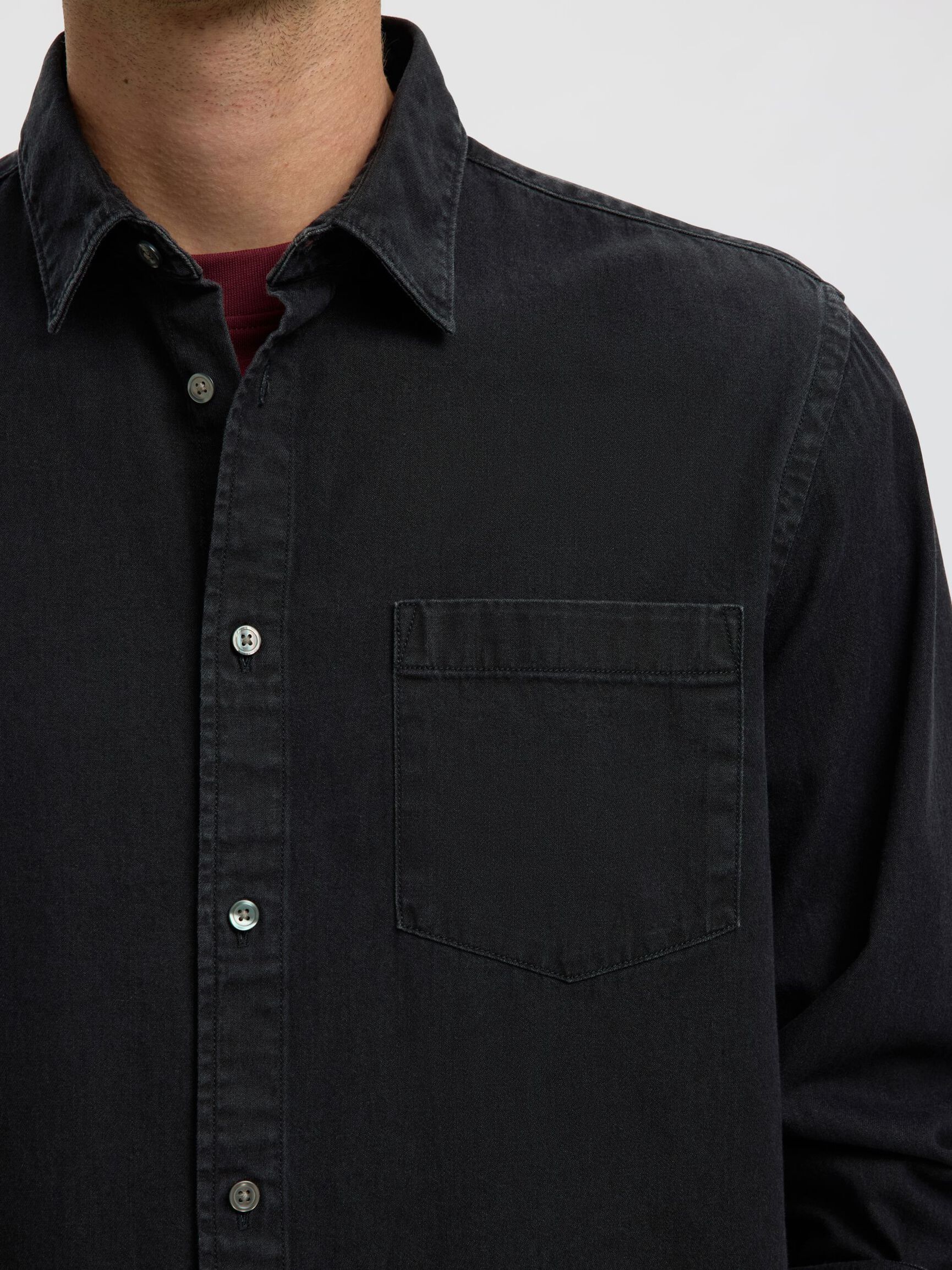 REGULAR FIT HEMD, Black Denim, highres