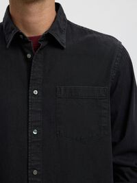REGULAR FIT HEMD, Black Denim, highres