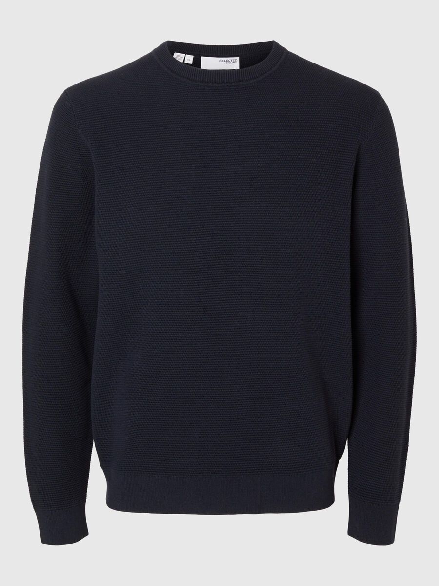 Selected 100% COTTON CREWNECK JUMPER, Dark Sapphire, highres - 16094385_DarkSapphire_001.jpg