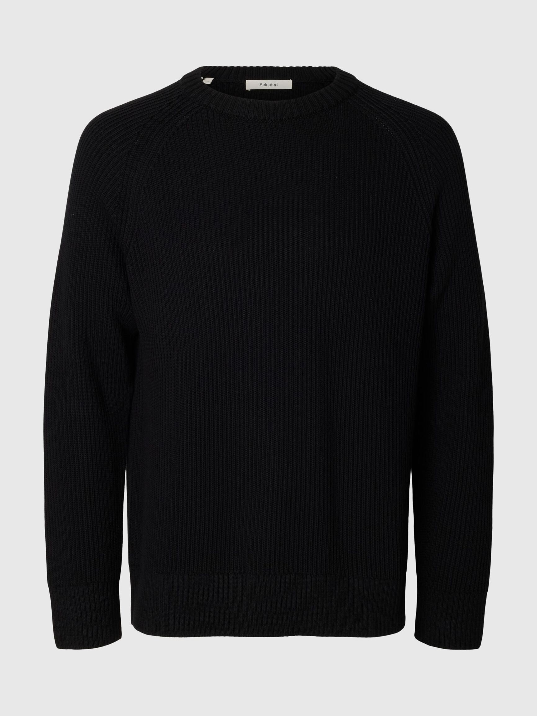 KATOENEN GEBREIDE TRUI, Black, highres