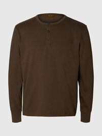LANGE MOUWEN T-SHIRT, Turkish Coffee, highres