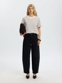STRIPED BOXY FIT T-SHIRT, Tawny Port, highres