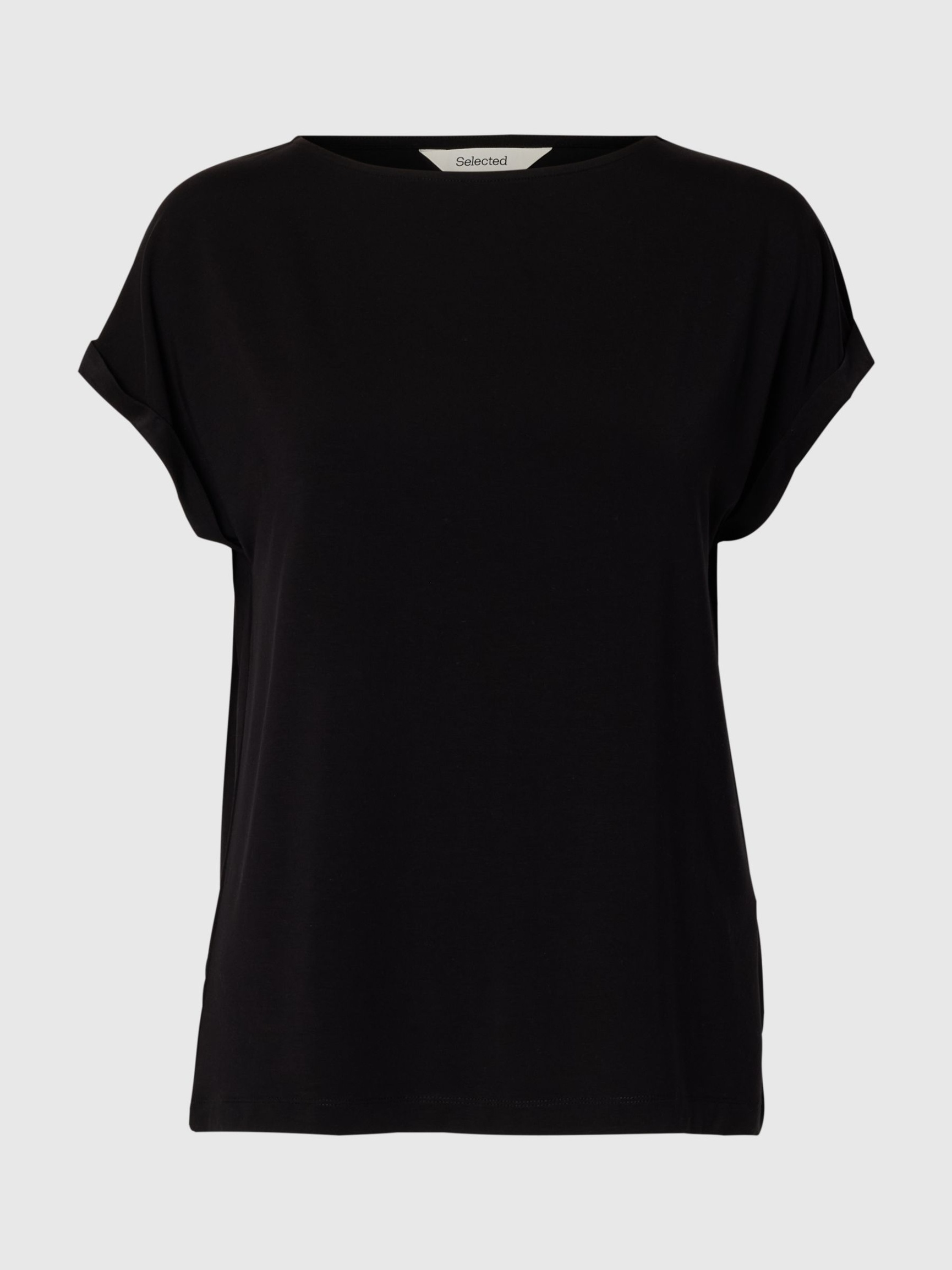 COL BATEAU T-SHIRT, Black, highres