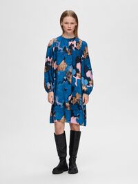 PRINTED MINI DRESS, Dark Sapphire, highres