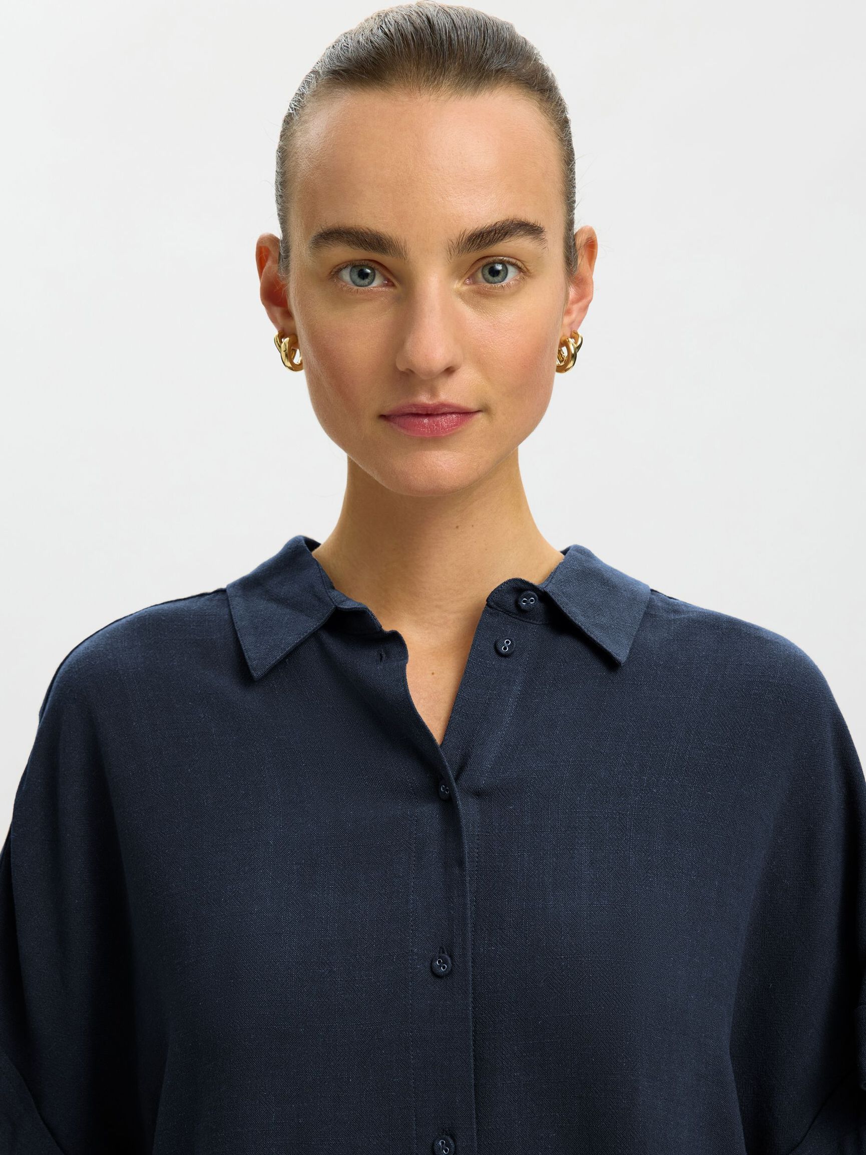 CROPPED SHORT SLEEVED SHIRT, Dark Sapphire, highres