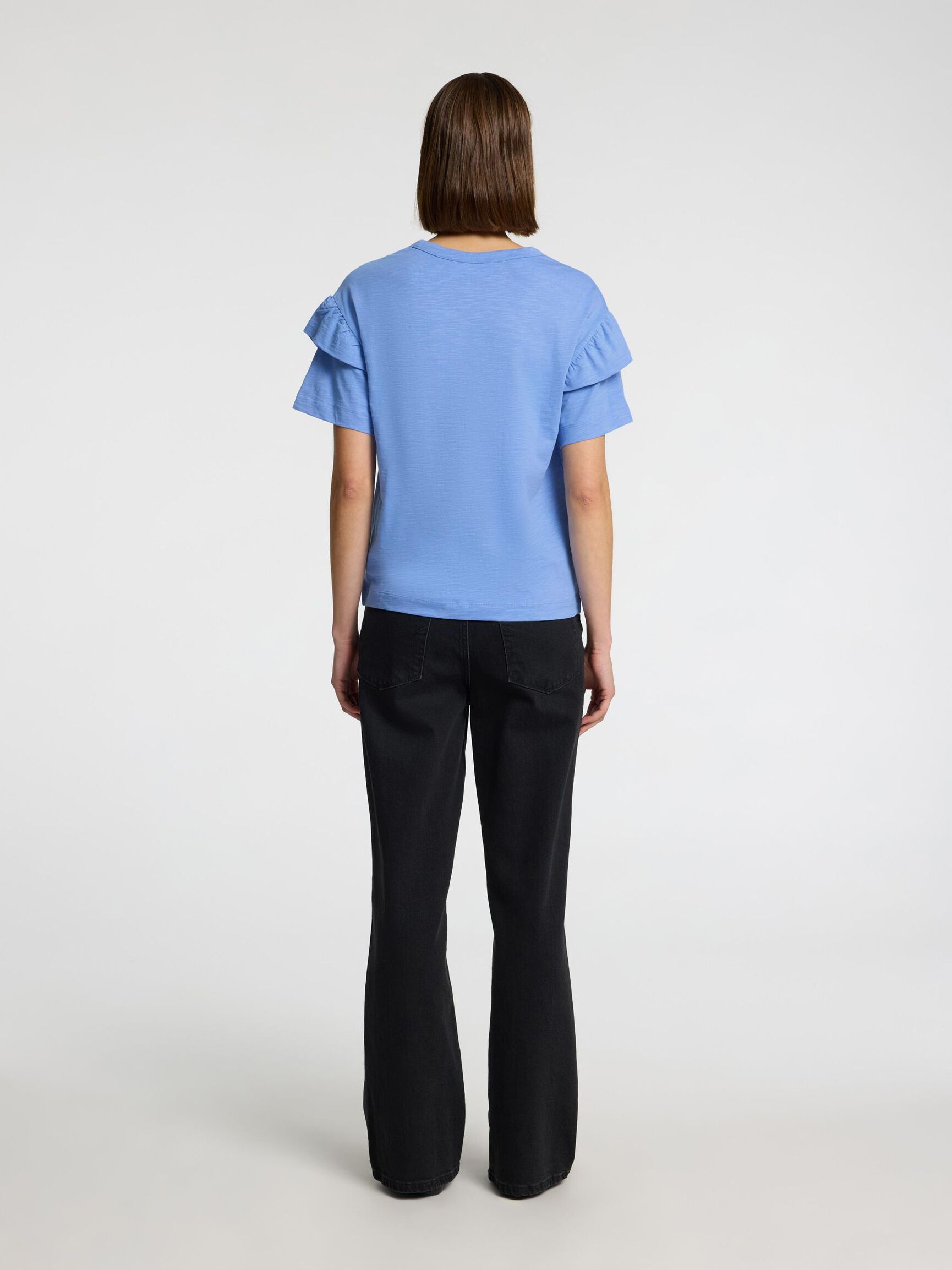 BOMULDSFLÆSER T-SHIRT, Cornflower Blue, highres