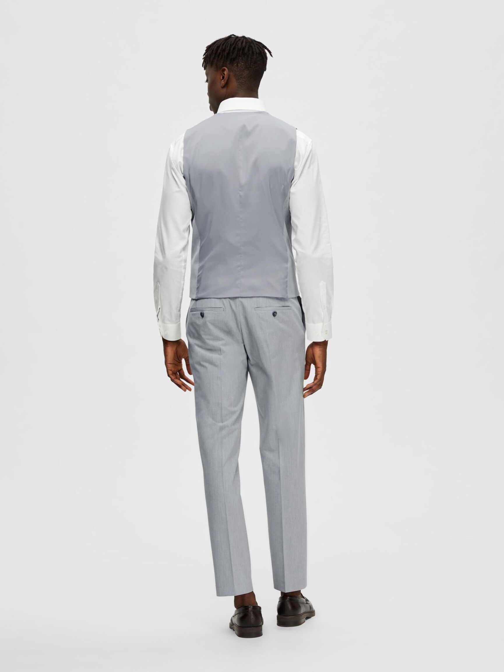 VISKOSEBLANDING SLIM FIT VEST, Light Grey Melange, highres
