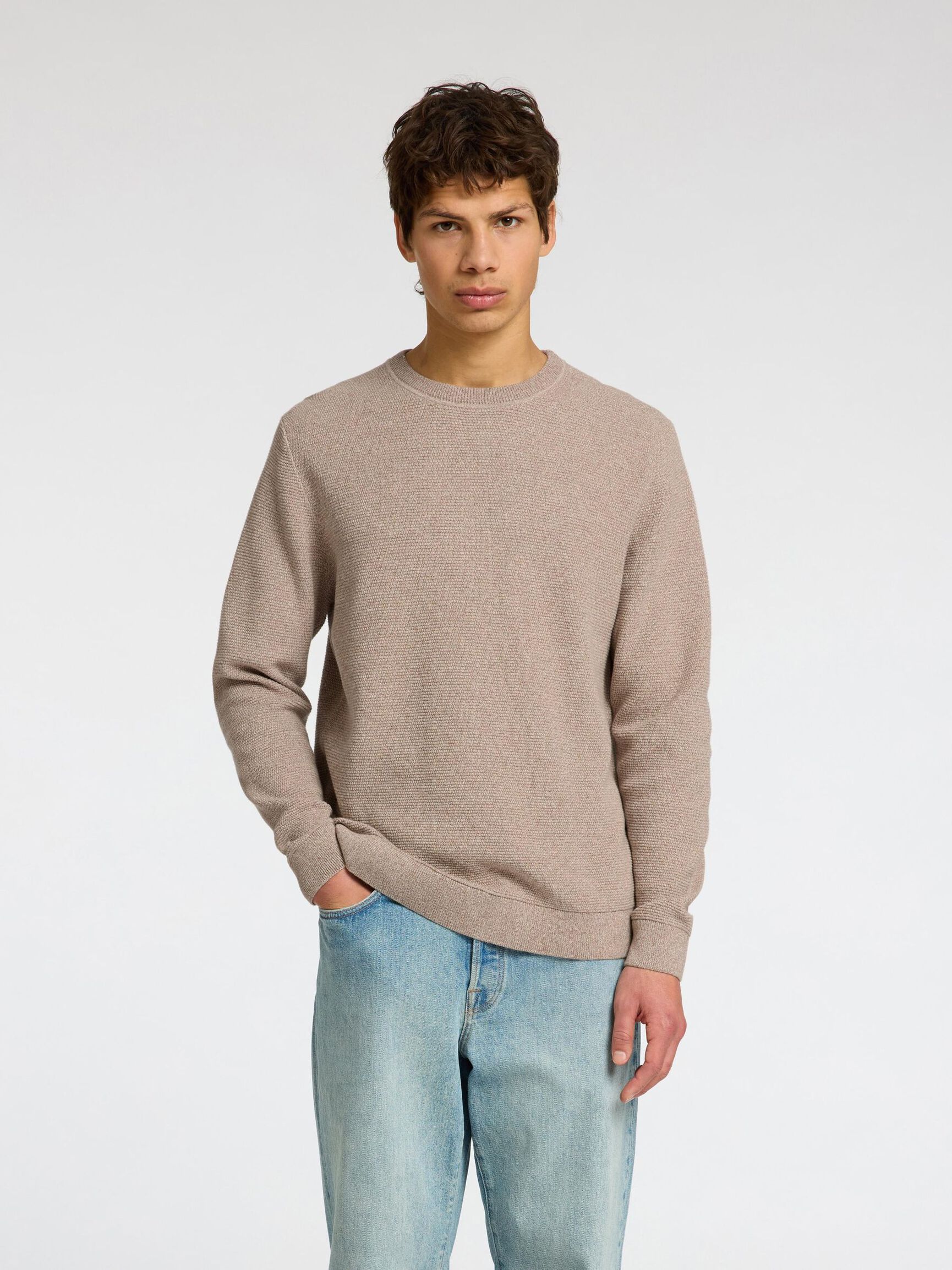 MAGLIONE GIROCOLLO, Oatmeal, highres