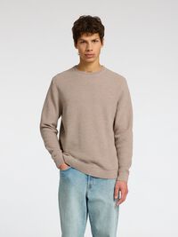 100% KATOEN PULLOVER MET RONDE HALS, Oatmeal, highres