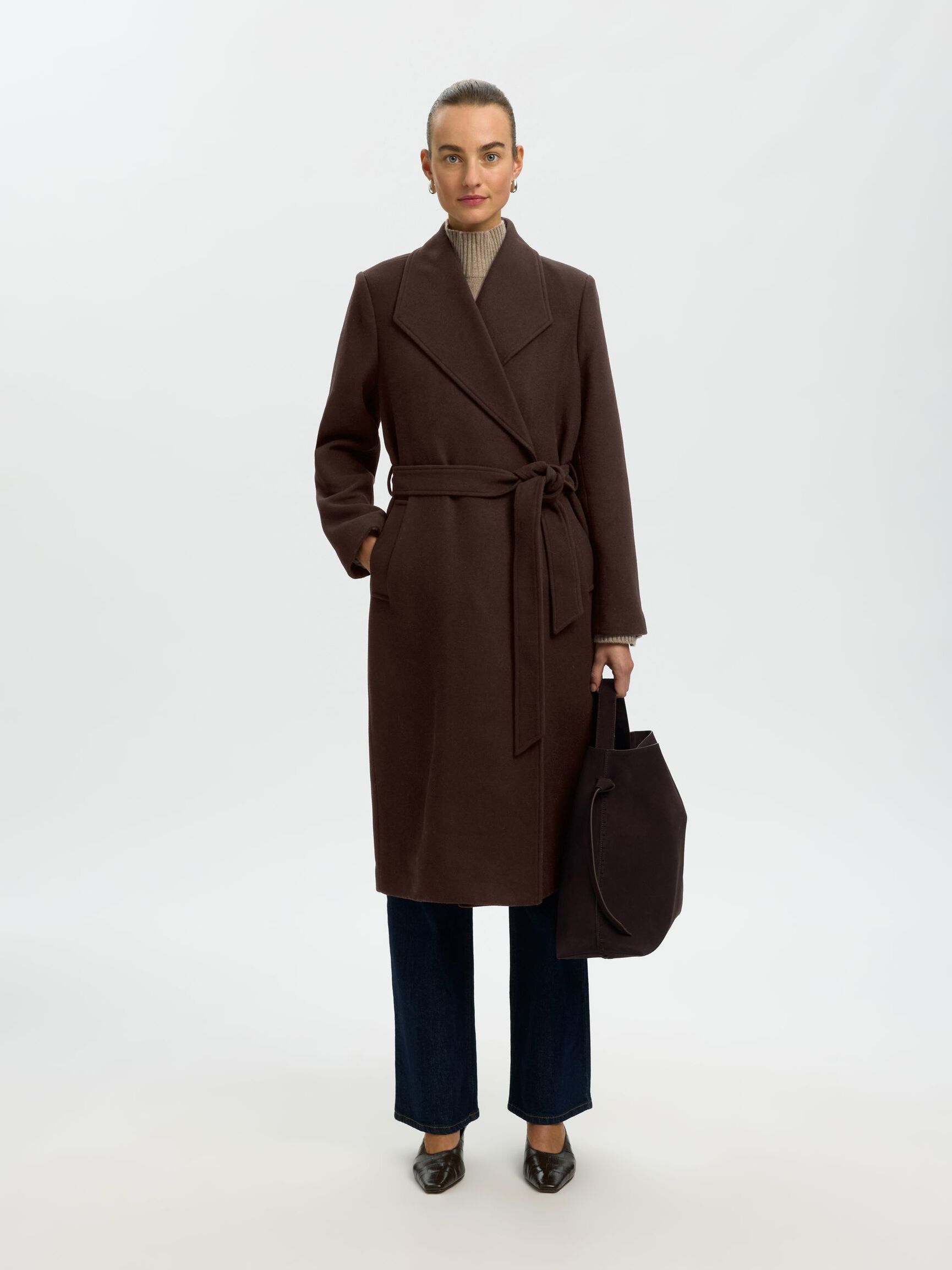 WOOL BLEND LONG COAT, Delicioso, highres