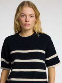 KORTÆRMET ULDBLANDING TOP, Dark Sapphire, highres