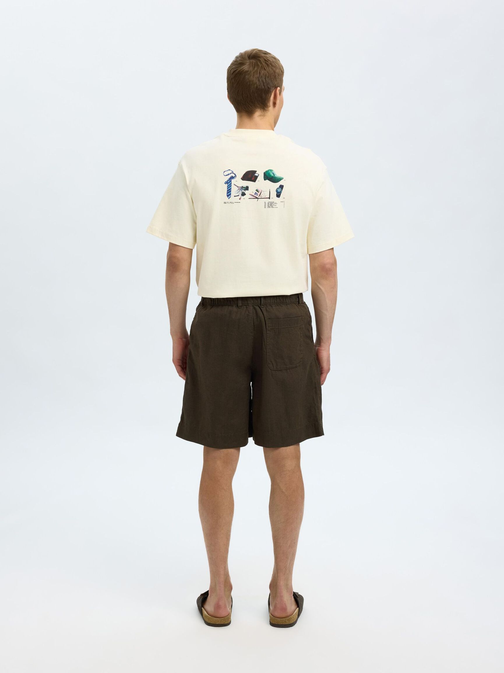 LOOSE FIT LINEN-BLEND SHORTS, Forest Night, highres