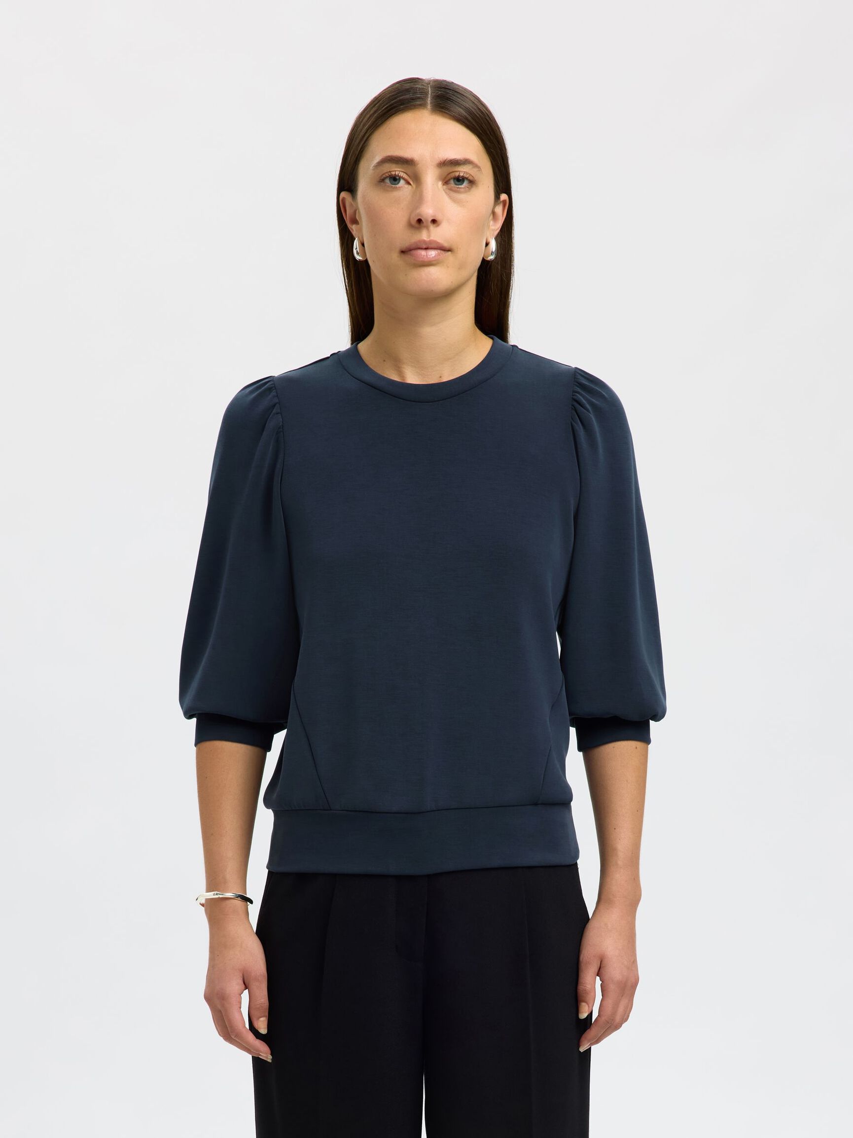 PUFF SLEEVE SWEATSHIRT, Dark Sapphire, highres