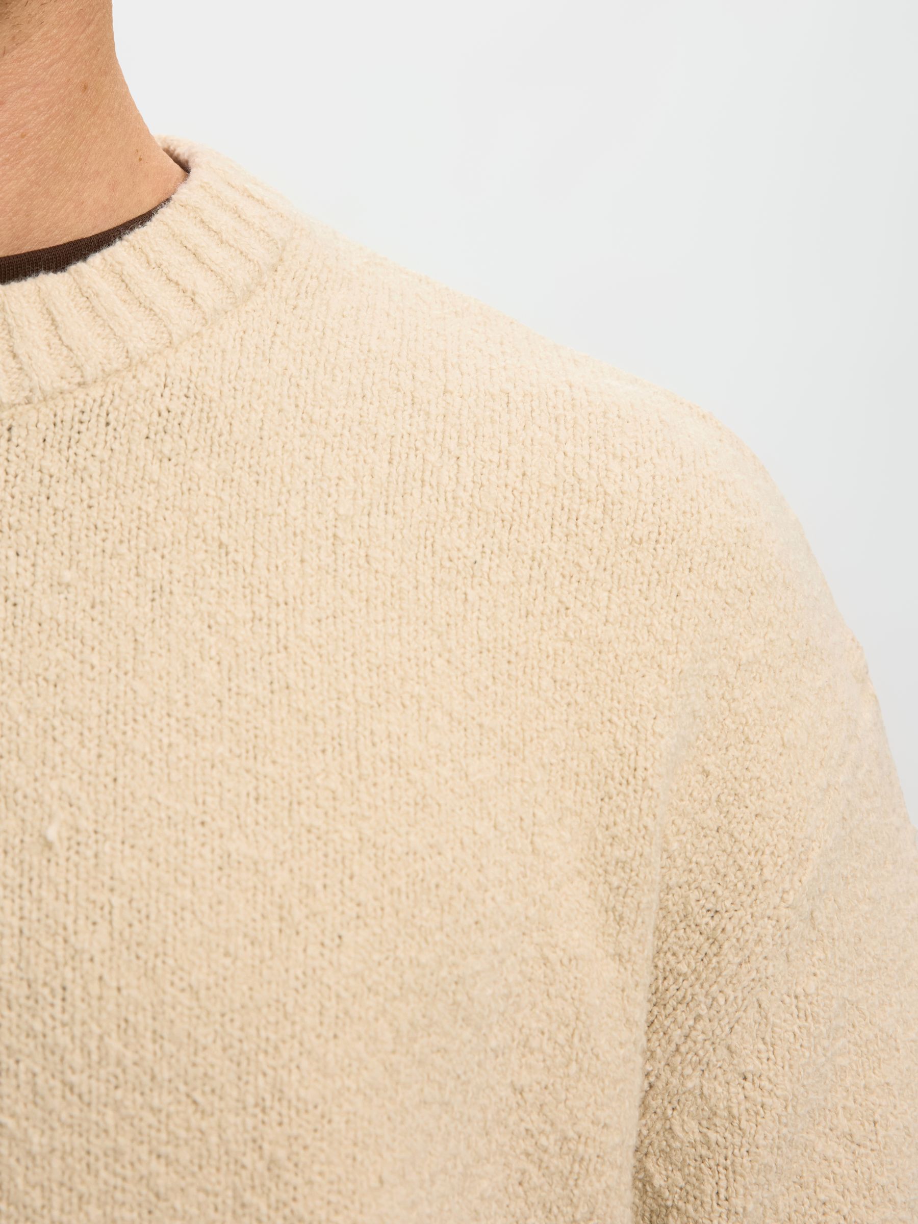 RELAXED FIT  KNITTED PULLOVER, Oatmeal, highres