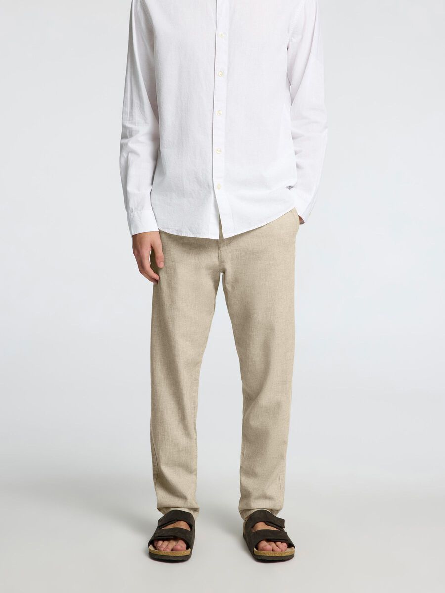 Selected SLIM TAPERED LEINENMIX HOSE, Vetiver, highres - 16087636_Vetiver_1118492_003.jpg