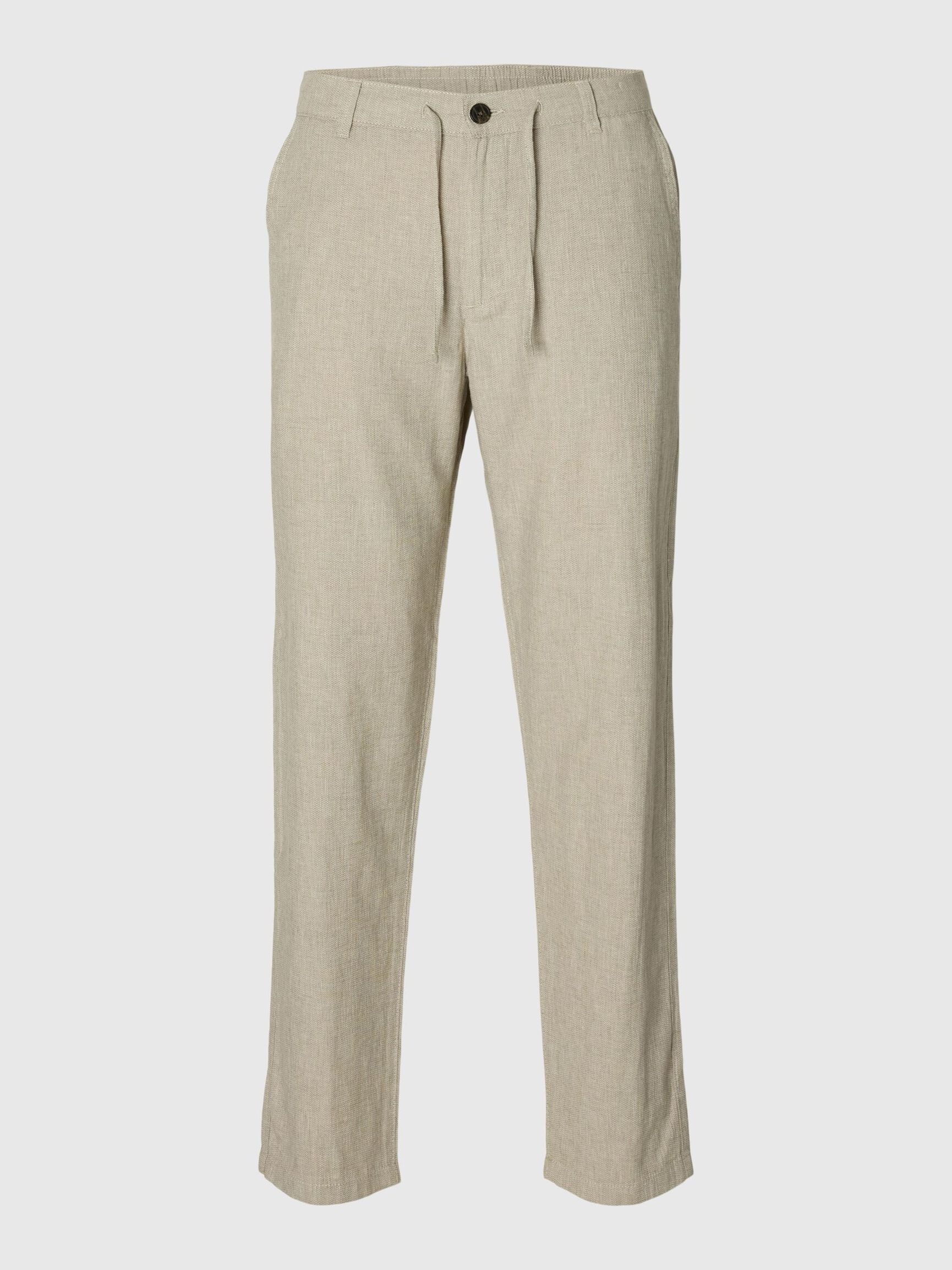SLIM TAPERED LINEN BLEND TROUSERS, Vetiver, highres