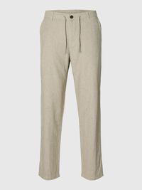 SLIM TAPERED LINEN BLEND TROUSERS, Vetiver, highres
