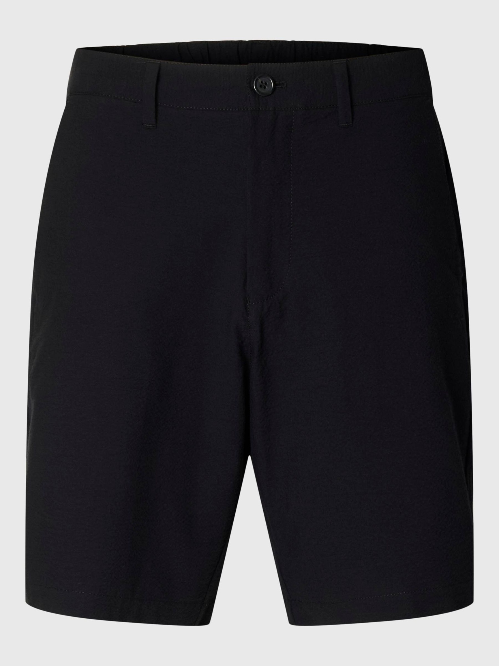 SEERSUCKER SHORTS, Black, highres