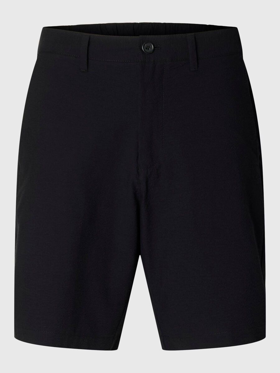 Selected SEERSUCKER SHORTS, Black, highres - 16092367_Black_001.jpg