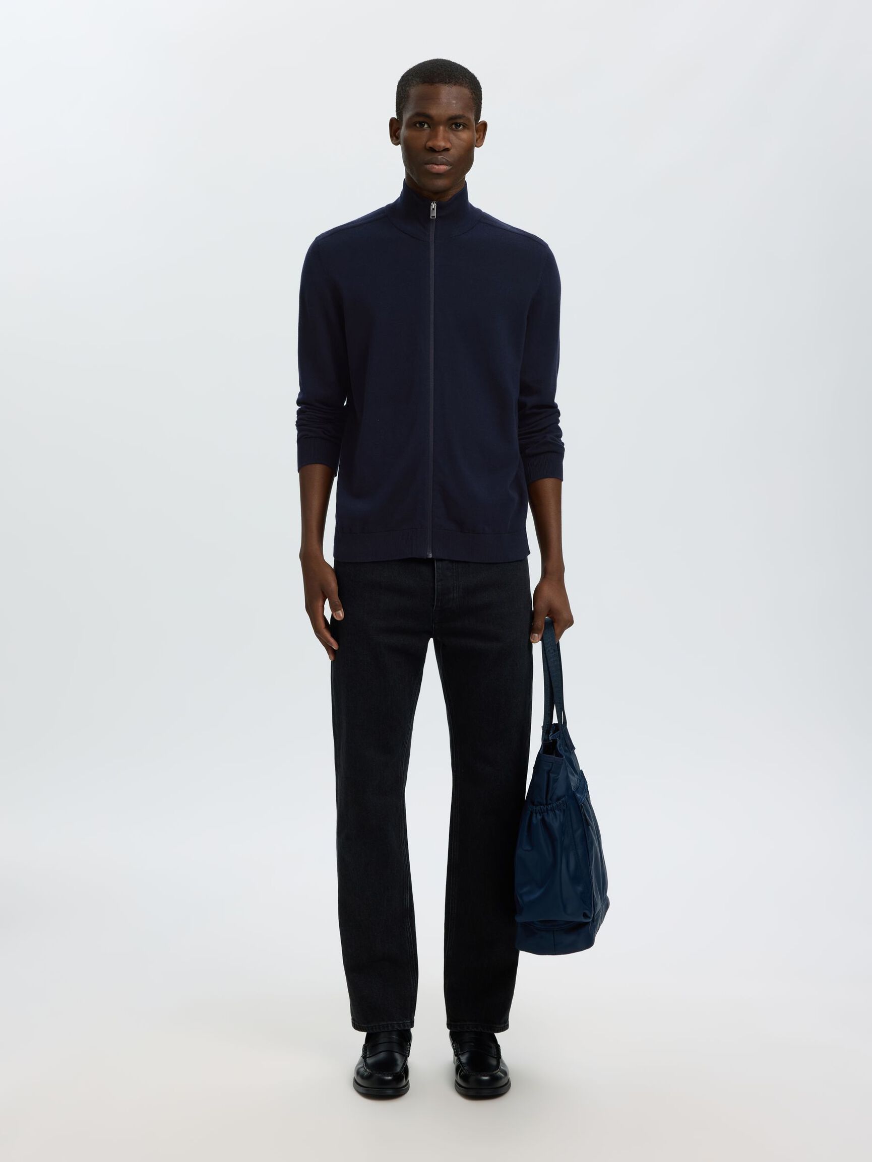 ZIP-UP CARDIGAN, Navy Blazer, highres