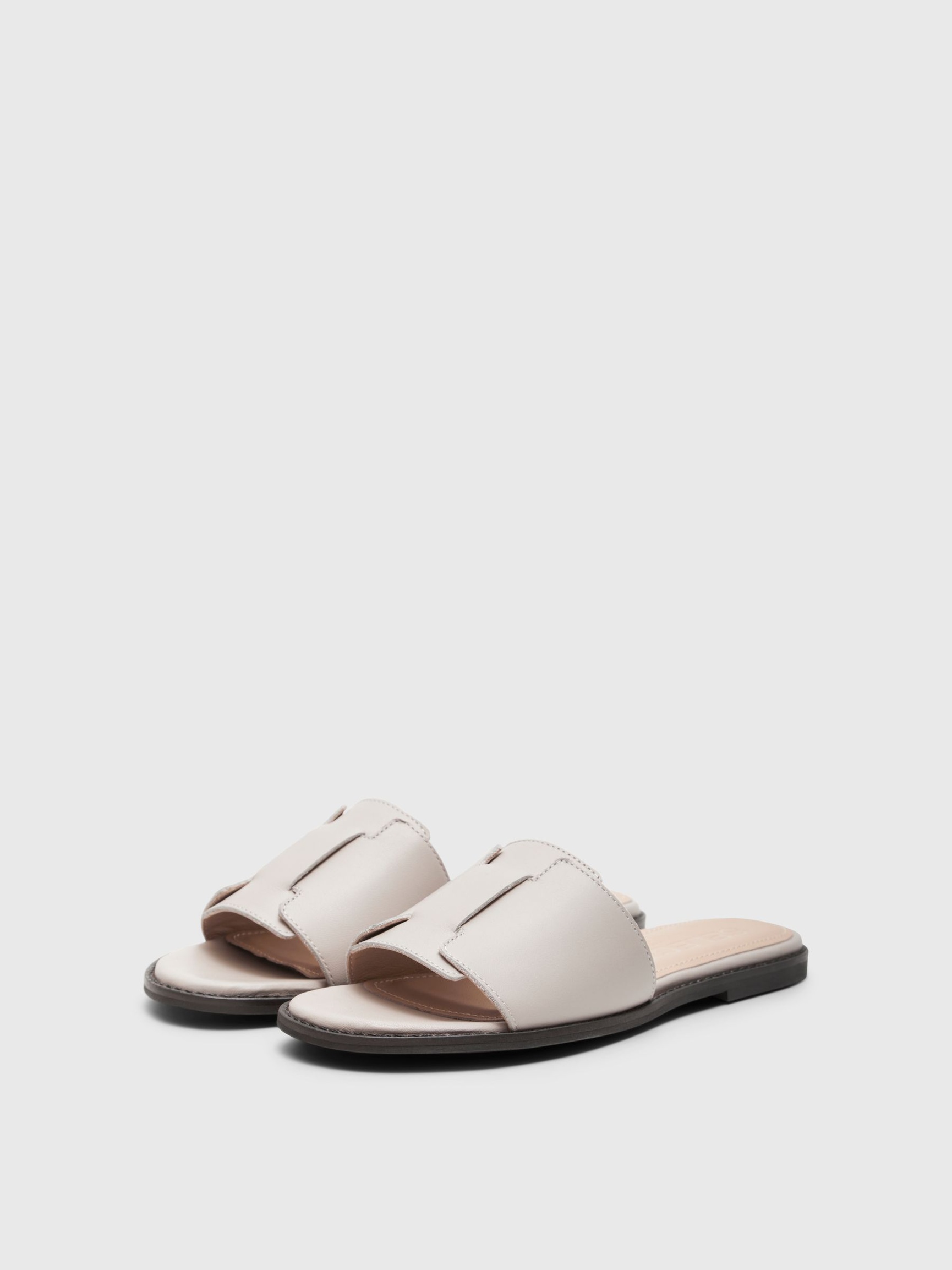 LÆDER SANDALER, Greige, highres