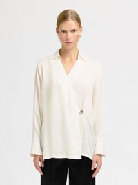 ASYMMETRIC LONG SLEEVED SHIRT, Gardenia, highres