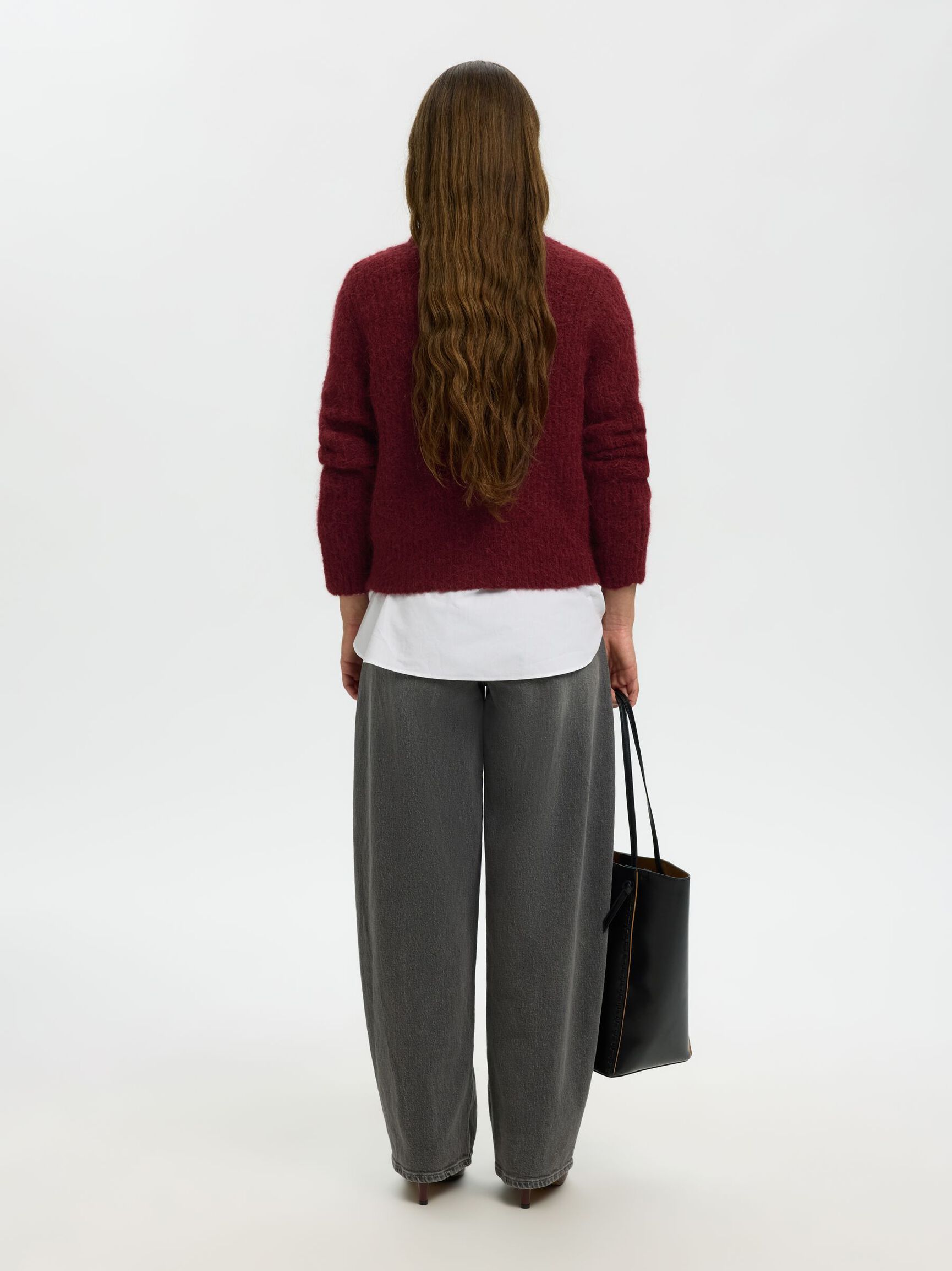 ALPACA BLEND KNITTED CARDIGAN, Tawny Port, highres