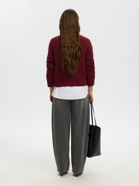 ALPACA BLEND KNITTED CARDIGAN, Tawny Port, highres