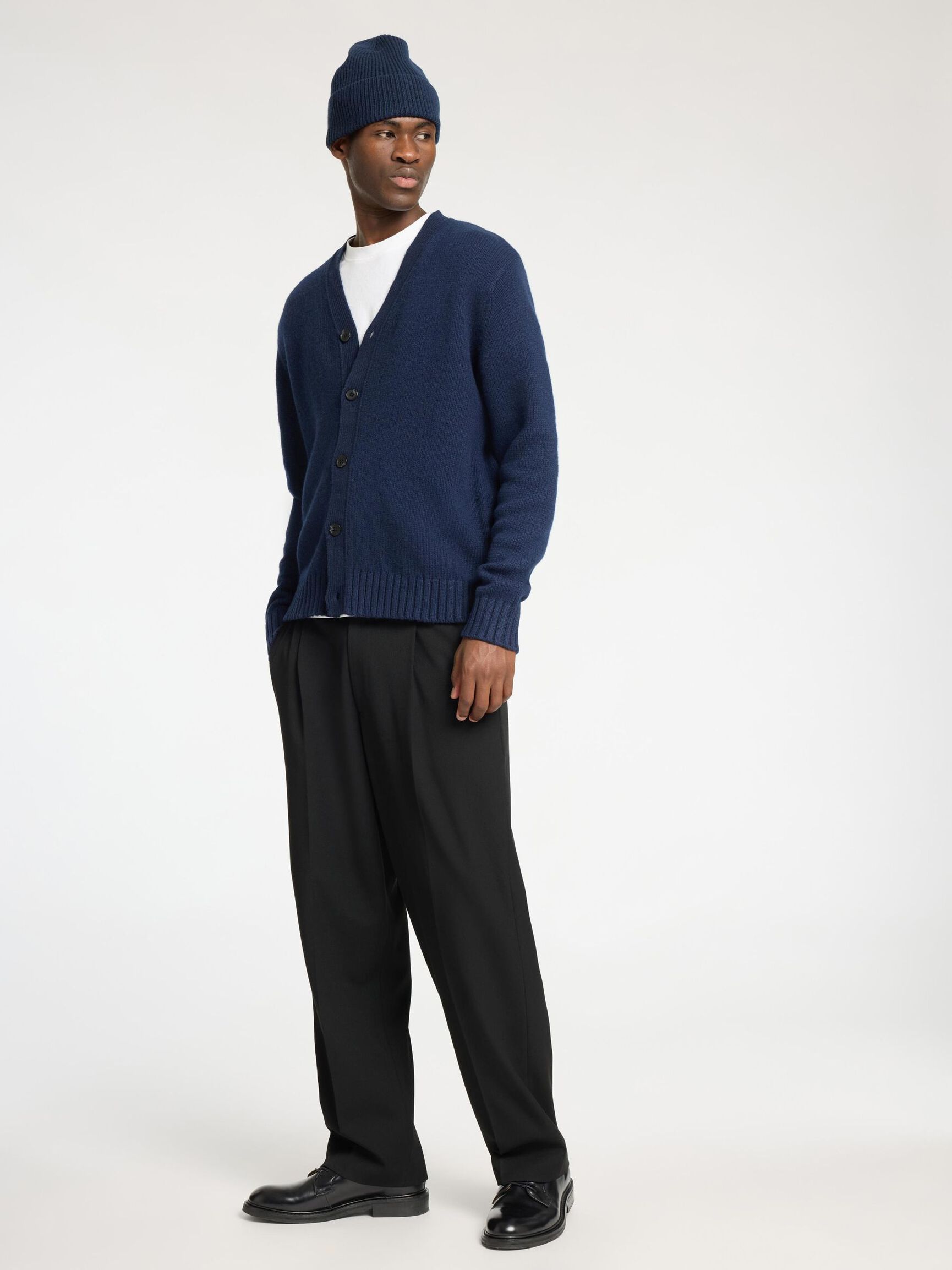 RELAXED FIT WOLLGEMISCH STRICKJACKE, Sky Captain, highres