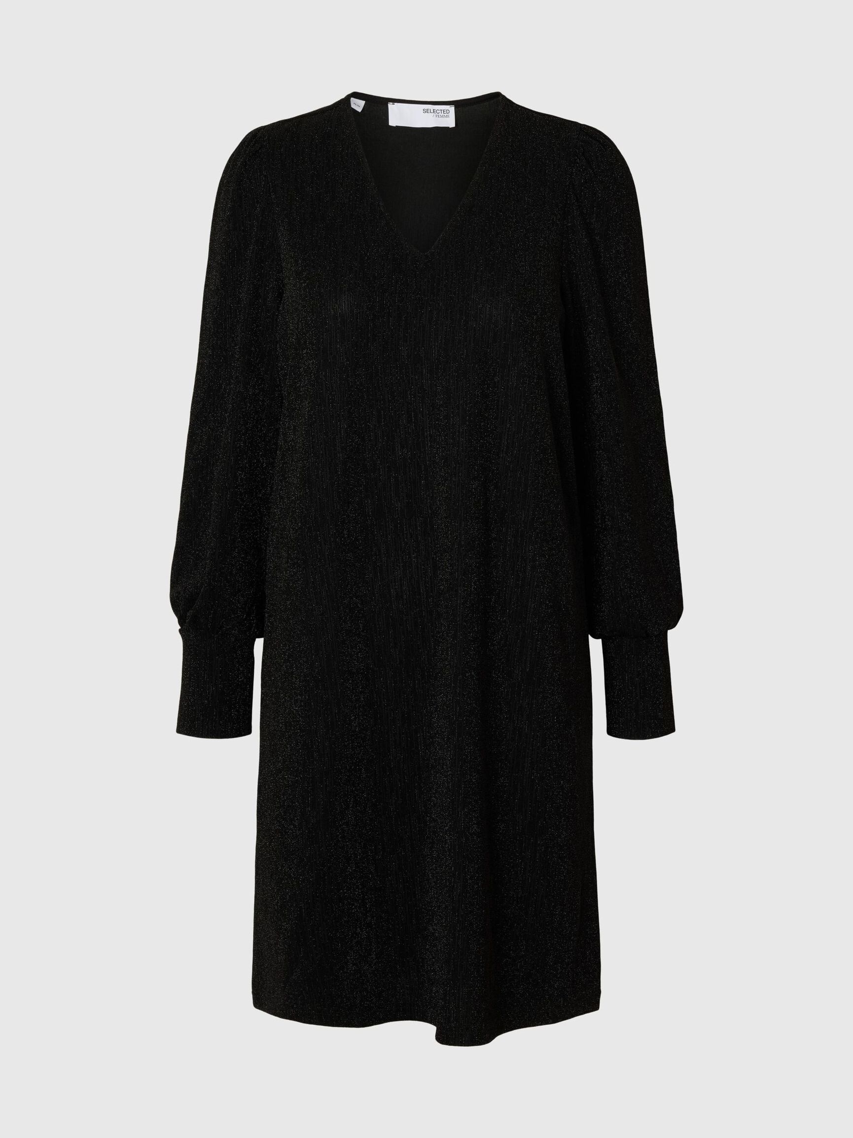 GLITTERY MINI DRESS, Black, highres