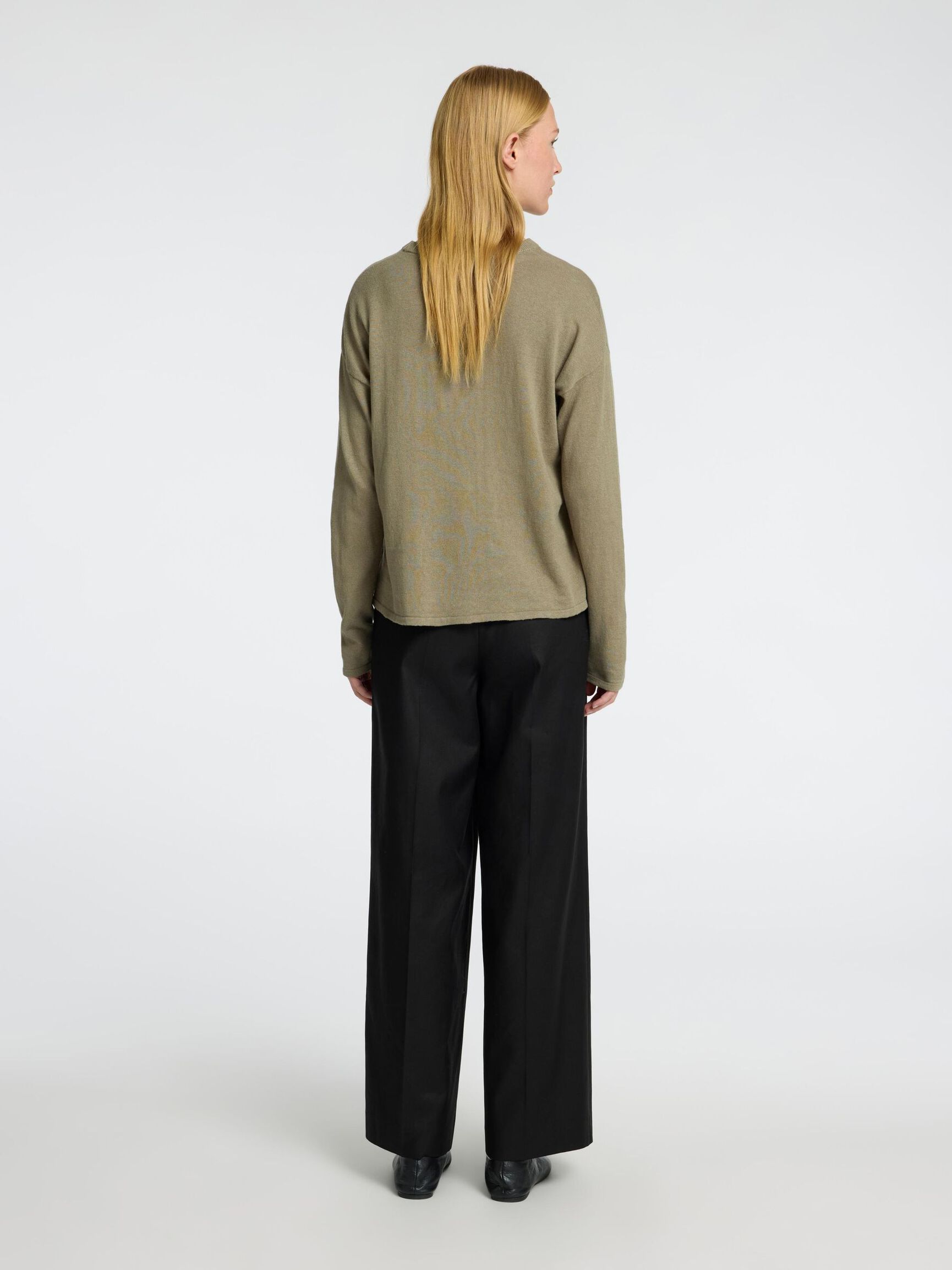 LINEN BLEND KNITTED JUMPER, Vetiver, highres