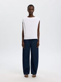 COTTON SLEEVELESS TOP, Bright White, highres