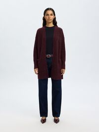 LONG KNITTED CARDIGAN, Fig, highres