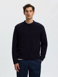 SWETER Z DZIANINY, Navy Blazer, highres