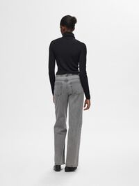 RIBBED WOOL BLEND TURTLENECK, Black, highres