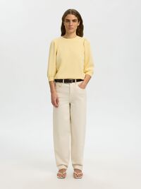 PUFF SLEEVE SWEATSHIRT, Italian Straw, highres