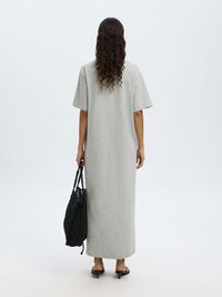 MAXI KORTÆRMET KJOLE, Light Grey Melange, highres