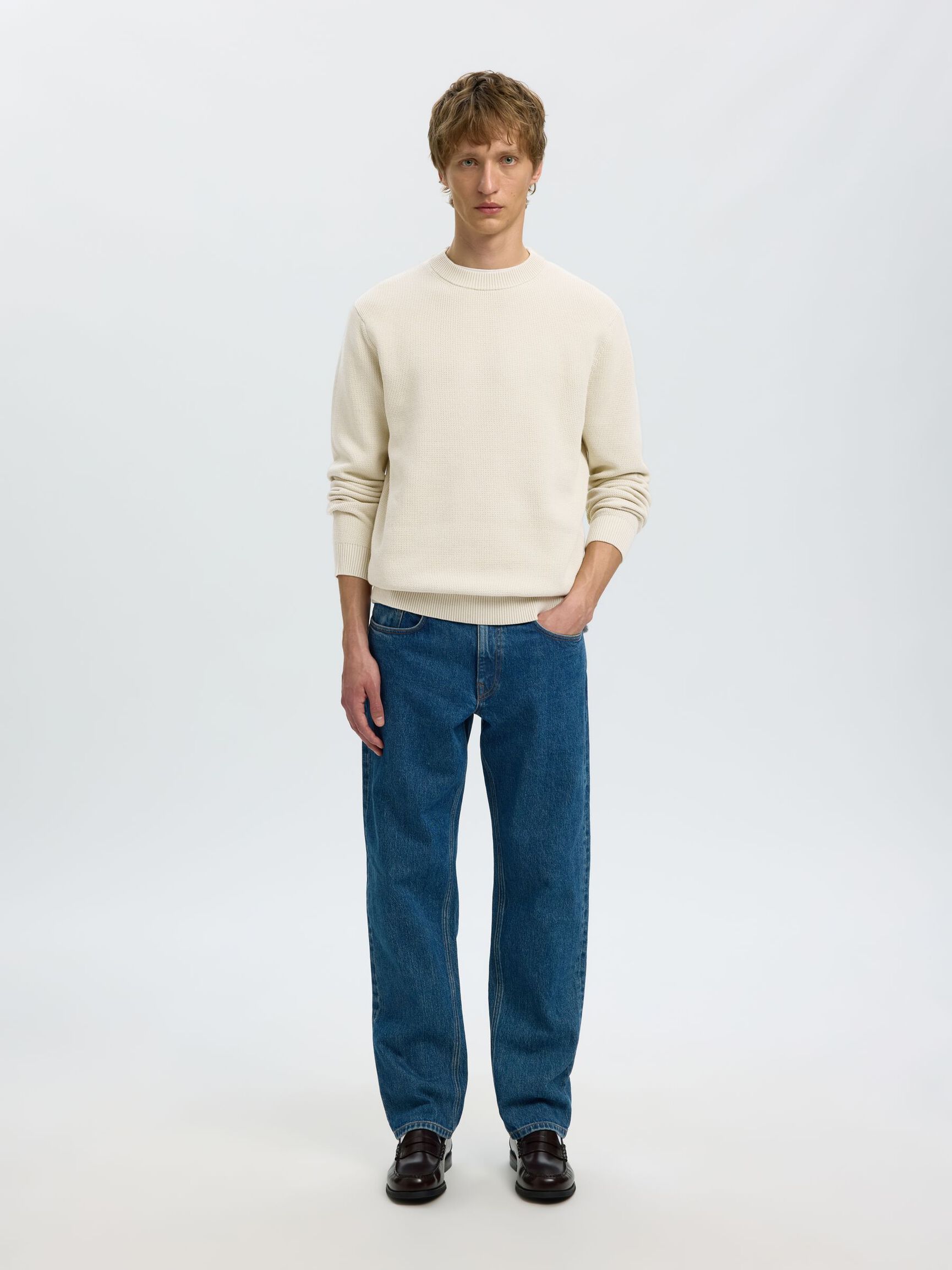CREWNECK JUMPER, Oatmeal, highres