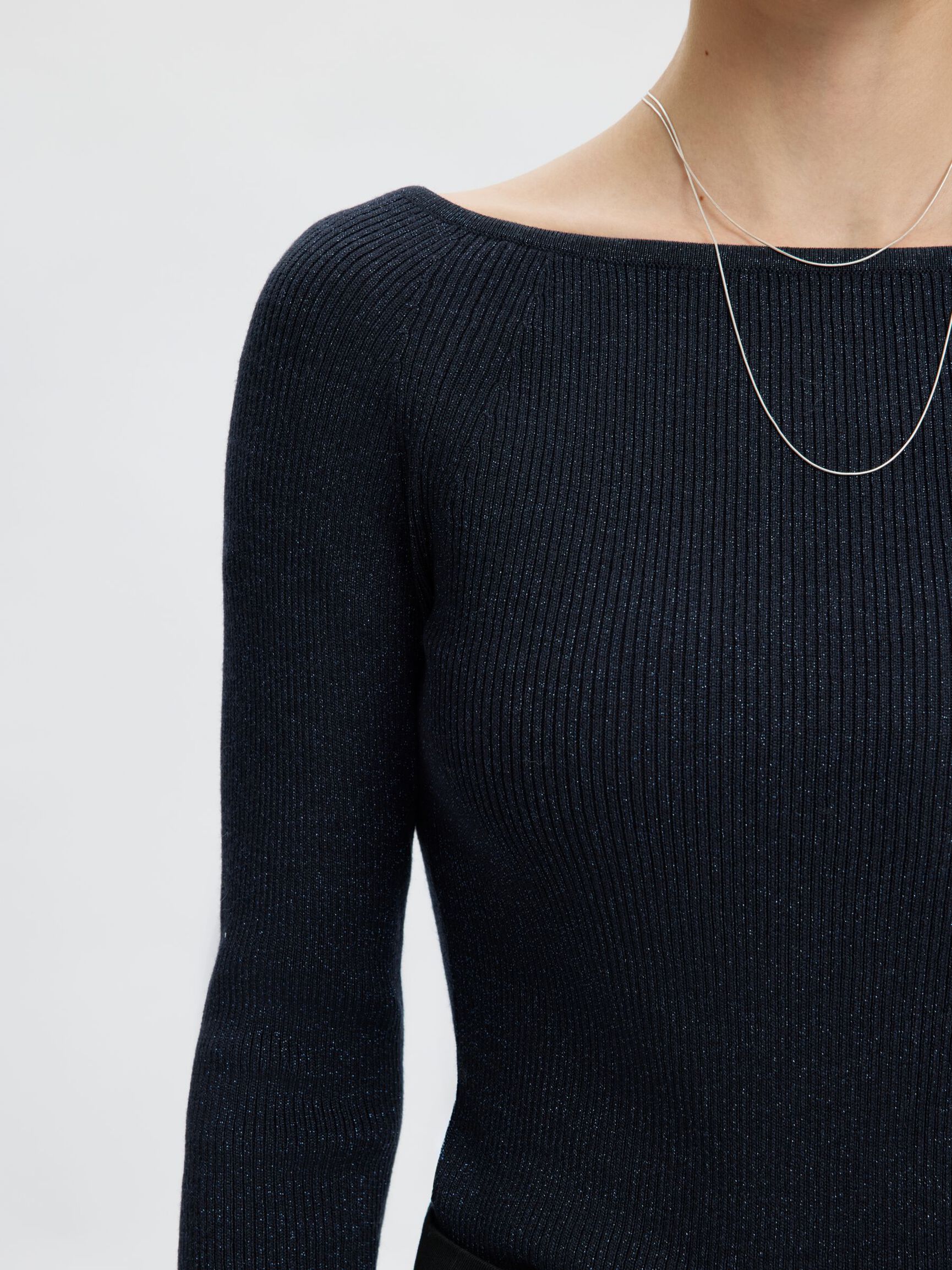 U-BOOT-AUSSCHNITT STRICKPULLOVER, Dark Sapphire, highres