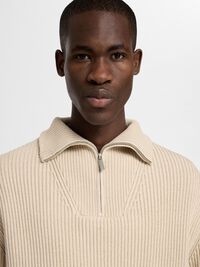 MAGLIONE A MEZZA CERNIERA, Oatmeal, highres